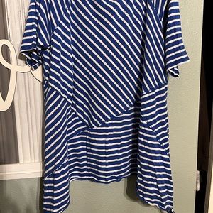 Calvin Klein asymmetrical blue stripped top